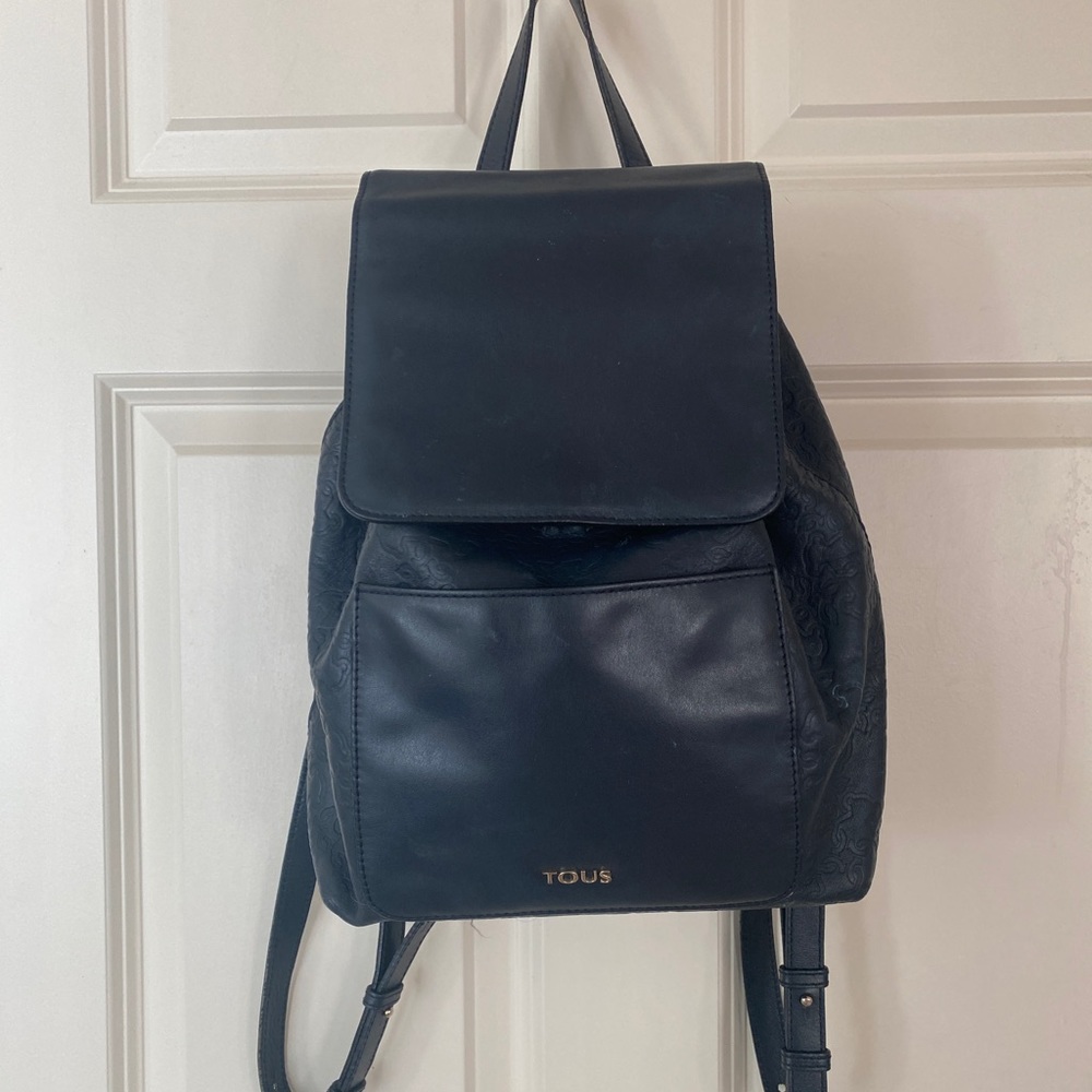 Tous Navy Blue Detailed Leather Backpack